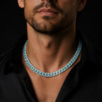 Natural Blue Jadeite Cuban Link Necklace – Unisex Jade Chain Jewelry