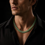 Natural Green Jadeite Cuban Link Necklace – Unisex Jade Chain