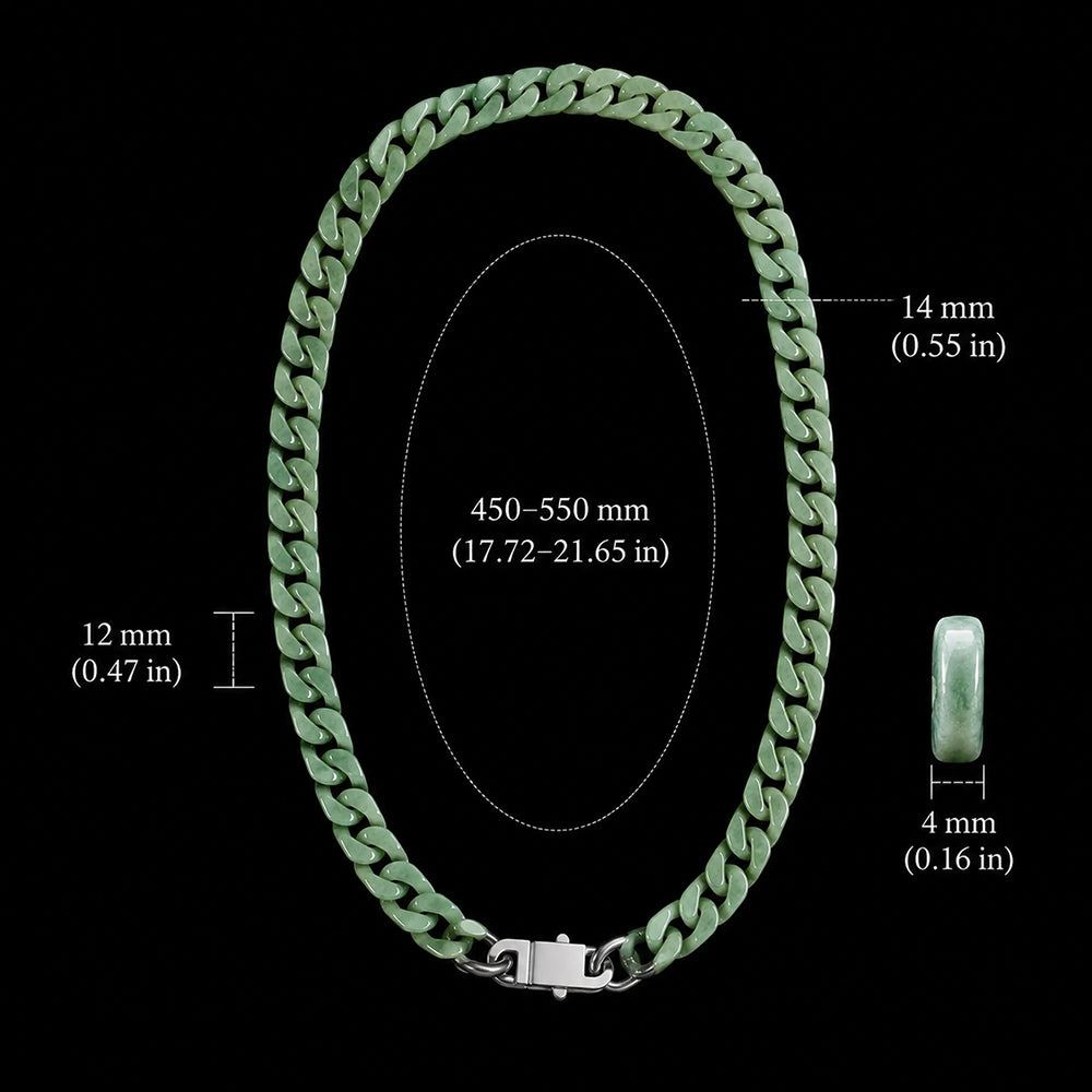 Natural Green Jadeite Cuban Link Necklace – Unisex Jade Chain