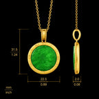 Natural Green Jadeite Ping An Wu Shi Pendant Necklace S925 Silver