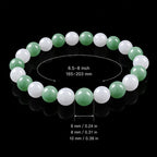 Natural White & Green Jadeite Bead Bracelet – 6mm 8mm 10mm