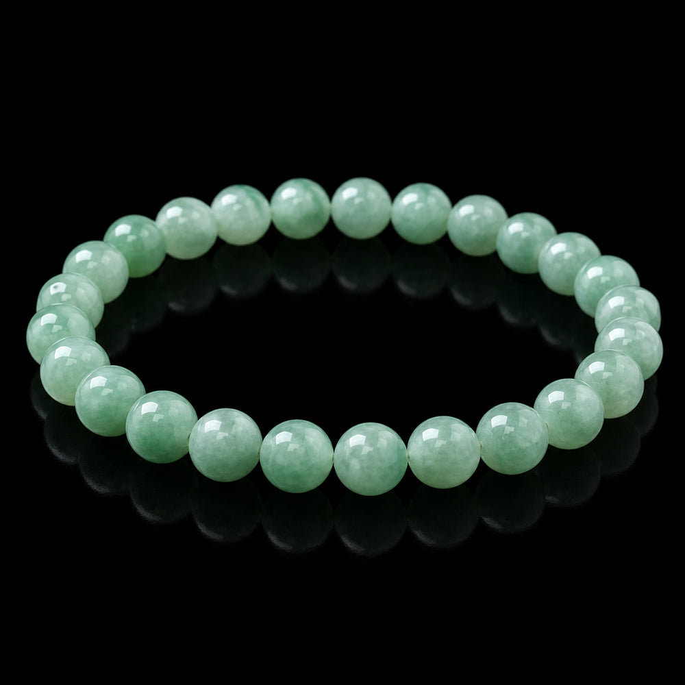 Natural Green Jadeite Bead Bracelet – 6mm 8mm 10mm