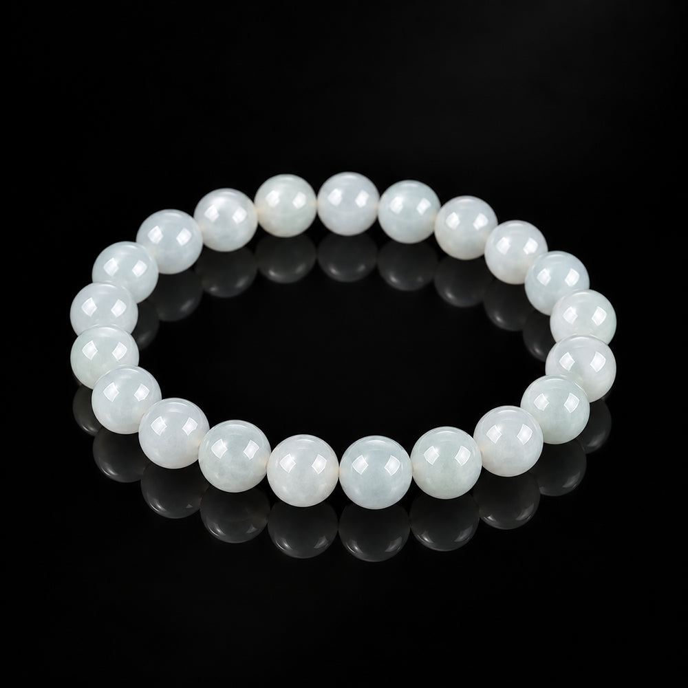 Natural White Jadeite Bead Bracelet – 8mm & 10mm