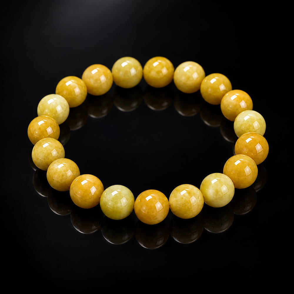 Natural Yellow Jadeite Bead Bracelet – 8mm & 10mm