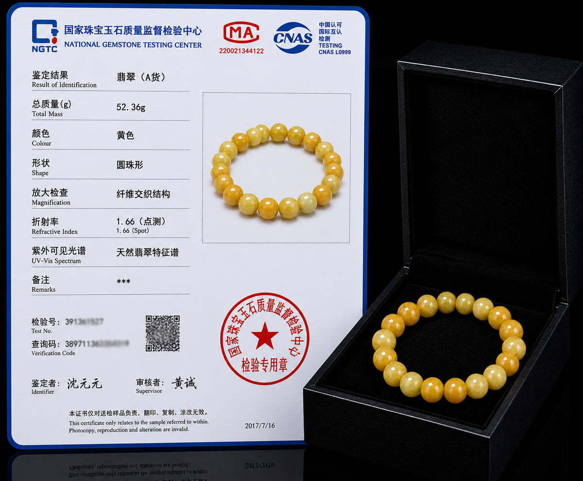 Natural Yellow Jadeite Bead Bracelet – 8mm & 10mm