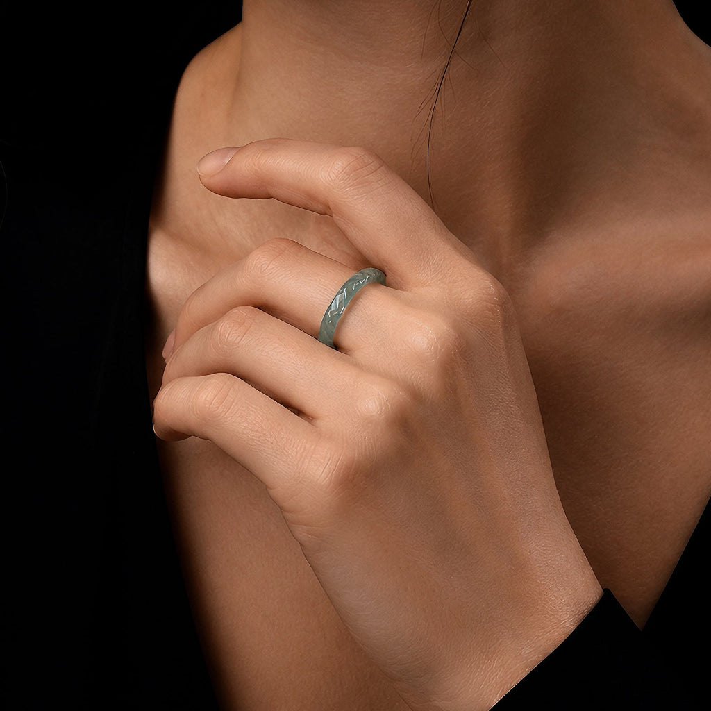 Textured Blue Jadeite Band Ring
