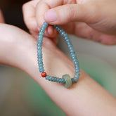 Blue Jadeite Abacus Bead Bracelet jade bmjade Length: 5.5 inches -7.5 inches   /Jade: bead:5mm  safety button:12mm light blue 