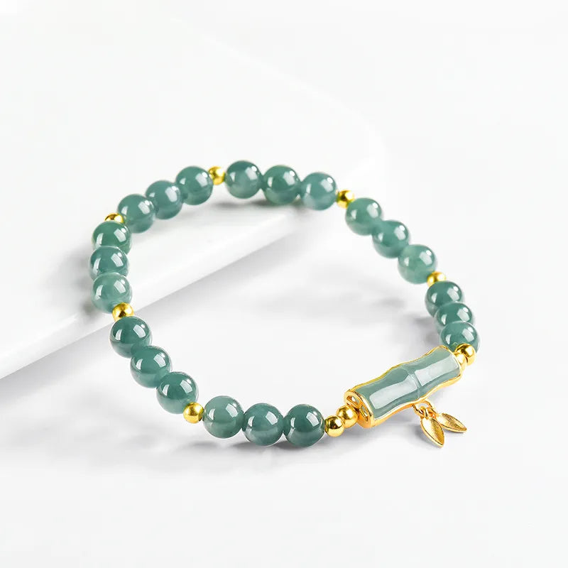 Blue Jadeite Bamboo Segment S925 Silver Stretch Bracelet for Women jade BMjade