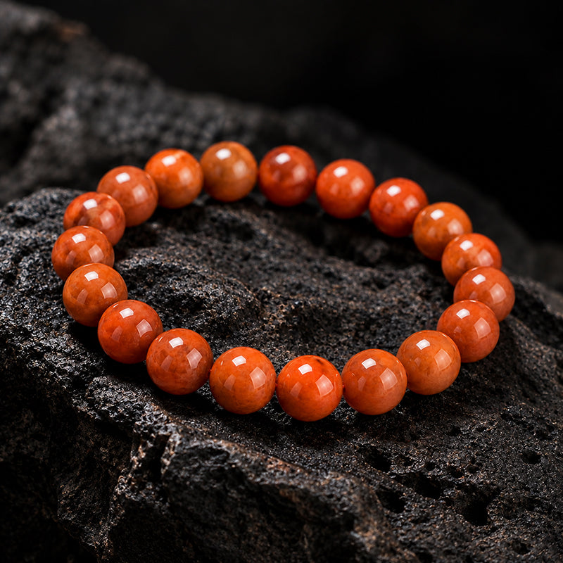 Natural Orange Red Jade Bead Bracelet – 8mm & 10mm
