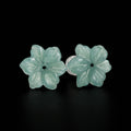 Blue green jade flower stud earrings with S925 silver posts