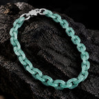 Collar de cadena cubana de jadeíta azul con motivo de cruz