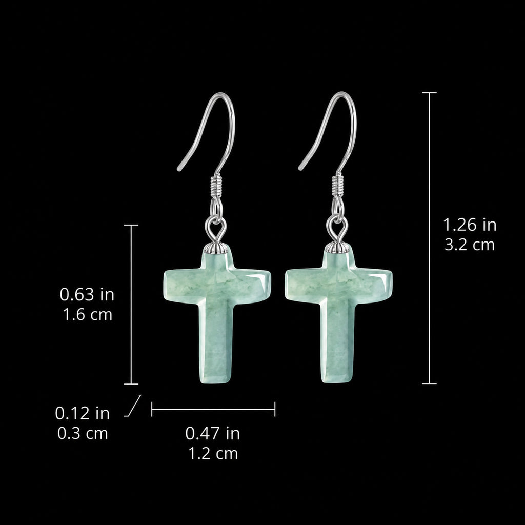 Blue Jade Cross Earrings in S925 Silver