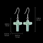 Blue Jade Cross Earrings in S925 Silver