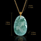 Real Blue Jadeite Landscape Plaque Pendant Necklace – 925 Silver 45CM, 18K Gold Clasp