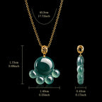 Real Blue Jadeite Cat Paw Pendant Necklace – 925 Silver Chain 45CM, 18K Gold Clasp