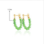 Real Burmese Green Jade Bead Chain Earrings – S925 Silver Jewelry jade BMjade