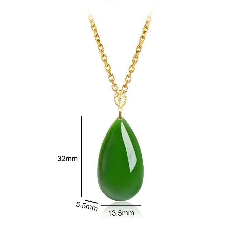 Real Burmese Green Jade Teardrop Necklace – 18K Gold Jewelry jade BMjade