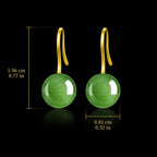 Natural Spinach Green Jade Bead Drop Earrings