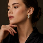 Lavender White Jade Oval Earrings for Women