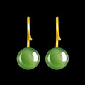 Natural spinach green jadeite bead drop earrings