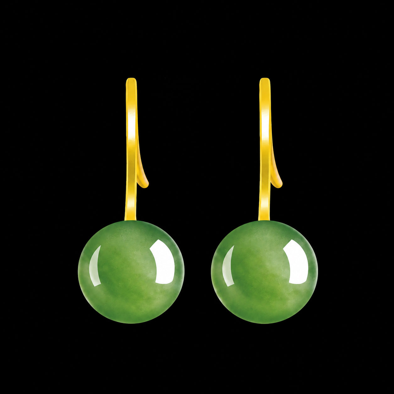 Spinach Green Jadeite Earrings – S925 Silver, Elegant Jewelry for Harmony & Luck