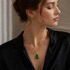 Green Jade Teardrop Pendant Necklace