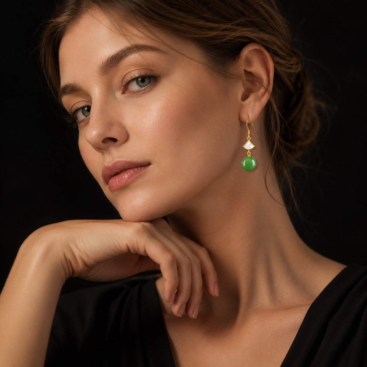 S925 Natural Green Jade Bead Drop Earrings – Real Jade Jewelry for Harmony & Elegance