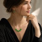 Green Jade 8mm Beaded Pendant Collar Necklace – S925 Silver, Handmade Jewelry for Luck & Harmony