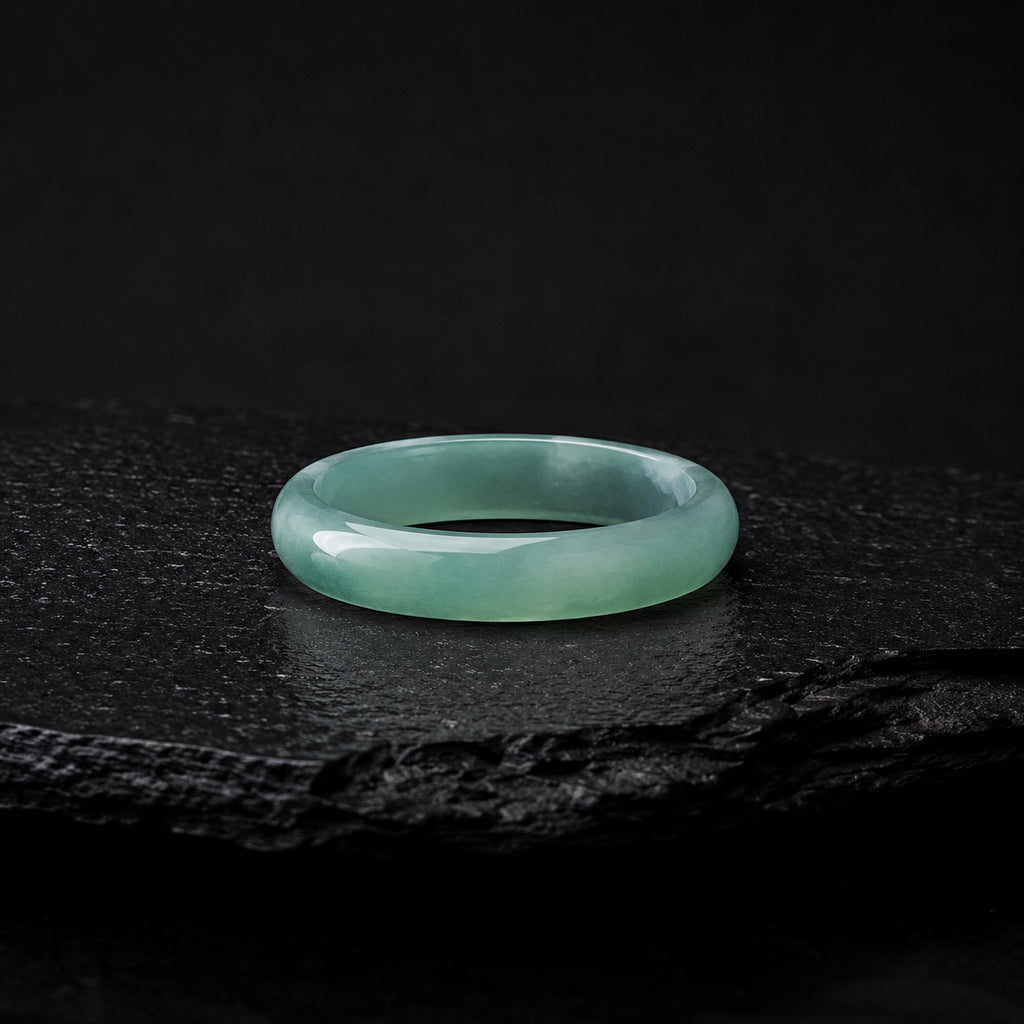 Blue Green Jadeite Band Ring for Women