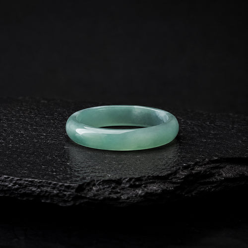 Blue Green Jadeite Band Ring for Women