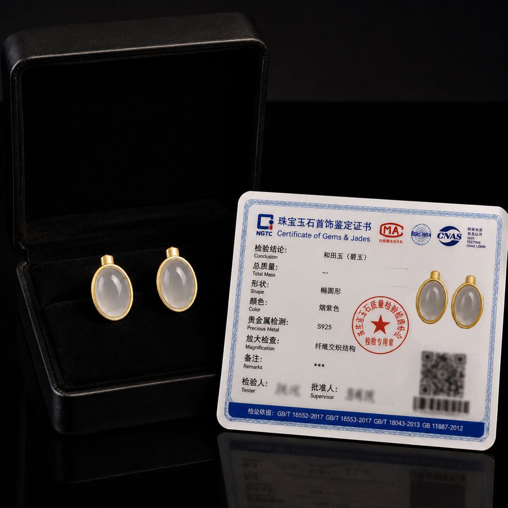 Smoky LavenderJade Oval Earrings for Women