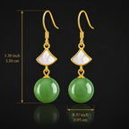 Green Jade Bead Drop Earrings for Women