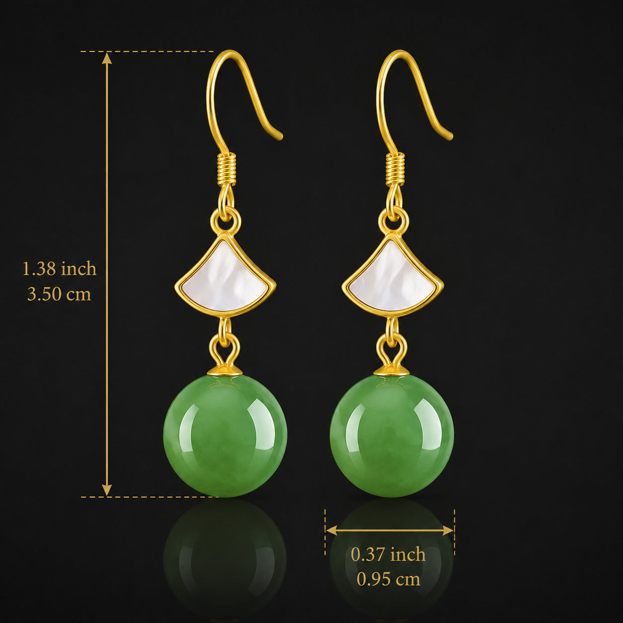 S925 Natural Green Jade Bead Drop Earrings – Real Jade Jewelry for Harmony & Elegance