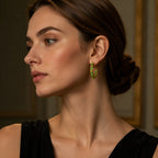 Green Jade Cabochon Hoop Earrings