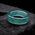 Natural Blue-Green Jadeite Ring for Men – Solid Wide Jade Band