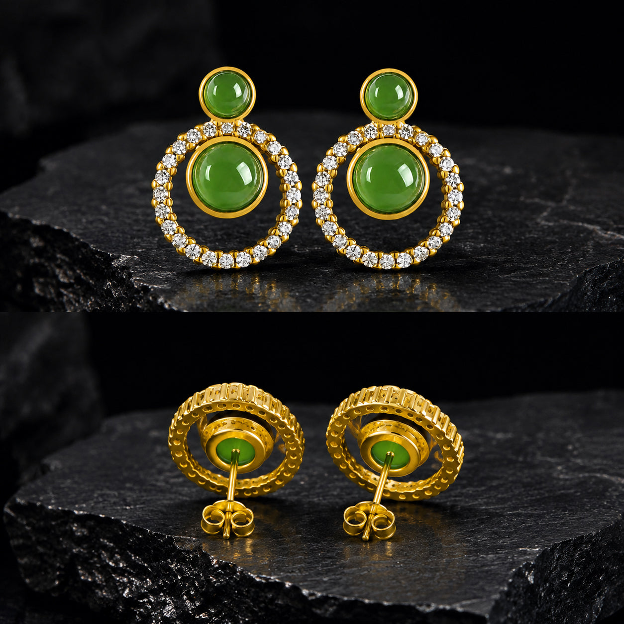 Women’s S925 Green Jade Stud Earrings – Natural Jade Jewelry for Harmony & Elegance