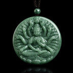 Real Hand-Carved Jadeite Thousand-Hand Guanyin Pendant Necklace – Men’s Jewelry