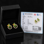 Green Jade Circle Stud Earrings in Gold Plated S925 Silver