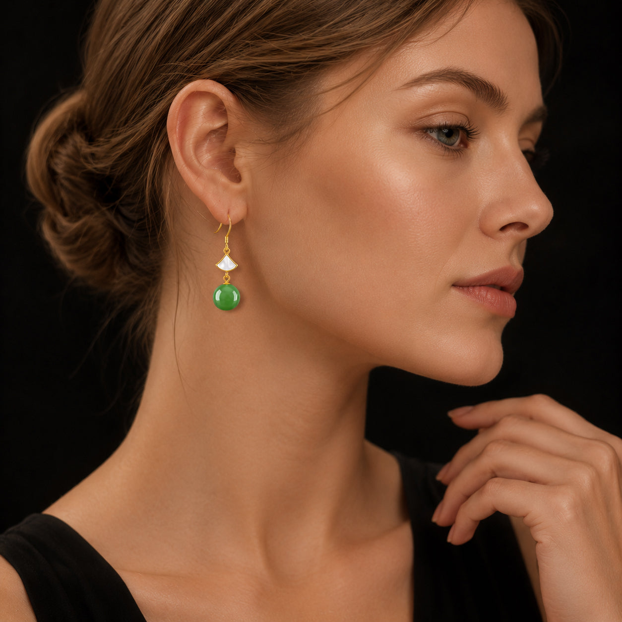 S925 Natural Green Jade Bead Drop Earrings – Real Jade Jewelry for Harmony & Elegance