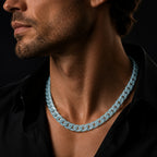 Natural Blue Jadeite Cuban Link Necklace – Unisex Jade Chain Jewelry