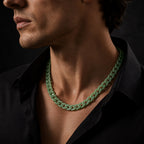 Natural Green Jadeite Cuban Link Necklace – Unisex Jade Chain