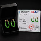 Vivid Green Jade Bead Hoop Earrings