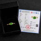 Vivid Green Jade Cabochon Ring for Women