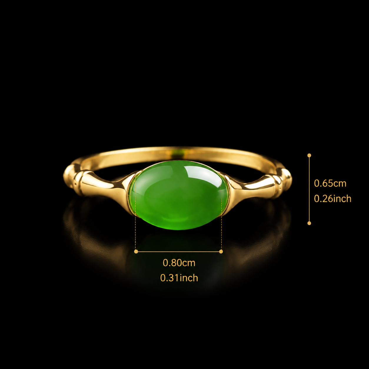 Vivid Green Jadeite Cabochon Ring for Women