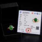 Large Oval Vivid Green Jade Ring for Women