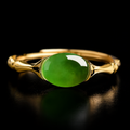 Vivid Green Jade Cabochon Ring for Women