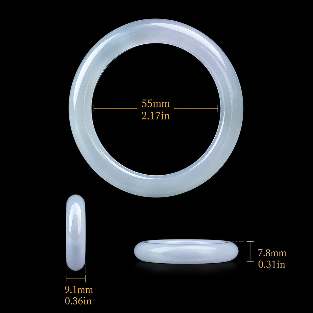 Natural Burmese White Jadeite Bangle Bracelet Icy Translucent 54mm-56mm Slim Round Jade Bracelet for Women