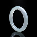 Natural Burmese White Jadeite Bangle Bracelet Icy Translucent 54mm-56mm Slim Round Jade Bracelet for Women