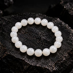Natural White Nephrite Jade Bead Bracelet