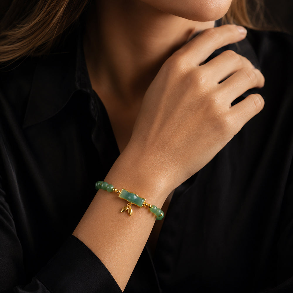 Blue Green Jade Bamboo Bracelet